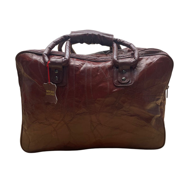 Seville Mens Brown Leather Patchwork With Adjustable Shoulder Strap Travel Bag