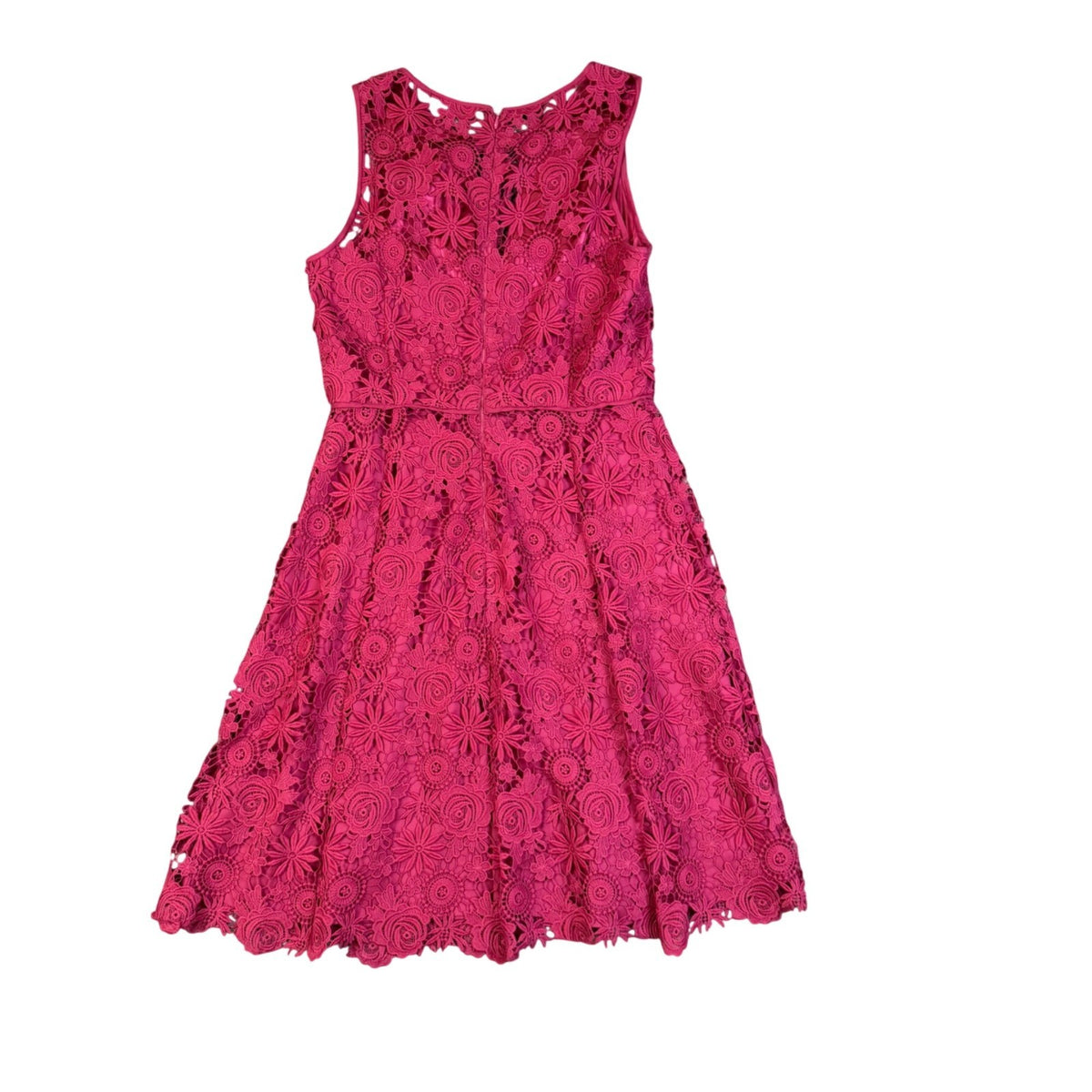 White House Black Market Womens Magenta Lace Sleeveless A-Line Floral Dress Size