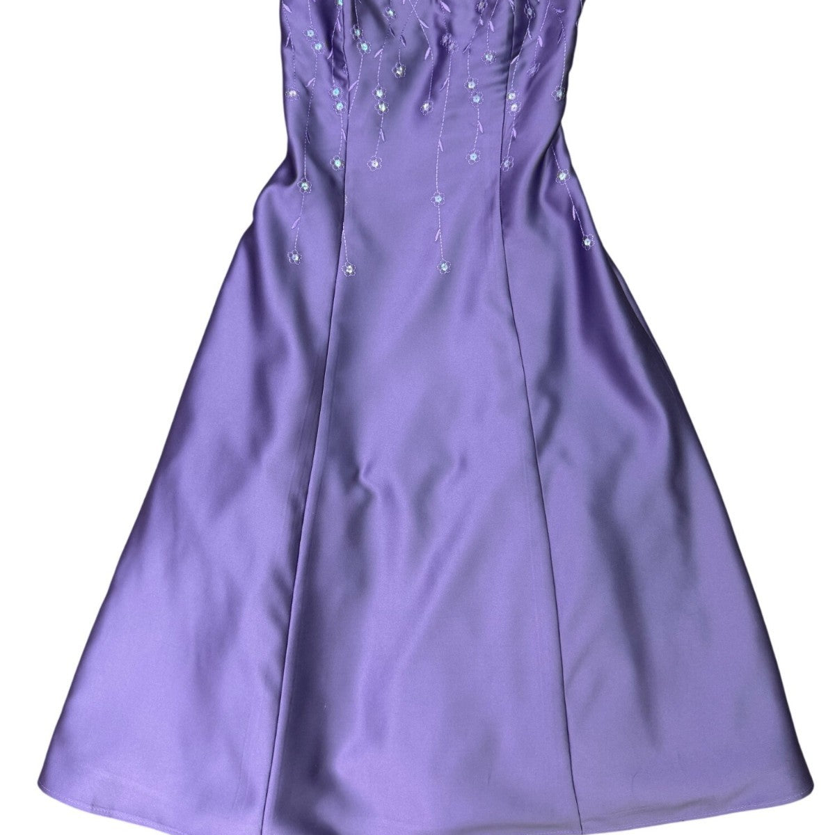 C.W. Designs Womens Purple Strapless & Beaded Satin A-Line Dress
