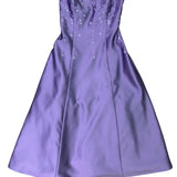 C.W. Designs Womens Purple Strapless & Beaded Satin A-Line Dress