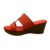 Lauren Blakwell Women’s Red Open-Toe Slip-On Dual-Strap Wedge Sandals Size 7