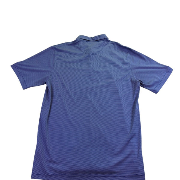 Greg Norman Mens Blue Striped Polo Shirt Play Dry Performance Breathable Size L