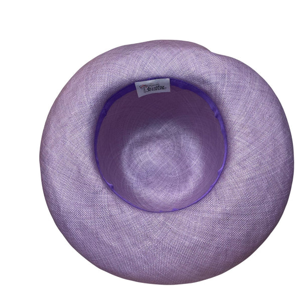 Kathy Jeanne Womens Lilac Straw Floral Derby Hat Elegant Ribbon Wide Brim Handma
