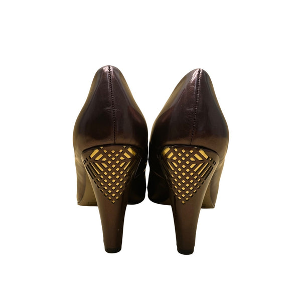 Bellini Women’s Maroon Patent Leather Laser Cut Pointed-Toe Trina Heels Size 8.5