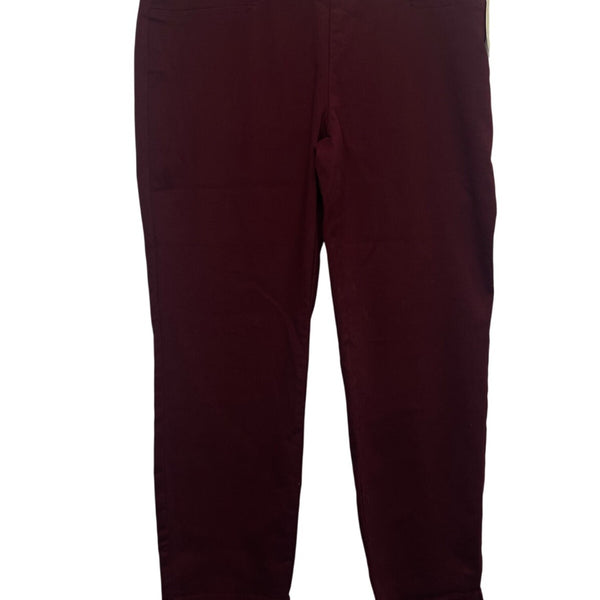 ST John Bay Ankle Pant Mid-Rise Slim Fit Built-In Tummy Maroon Women Size 6P - N