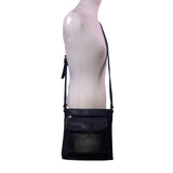Fossil Women’s Black Leather Adjustable Strap Front Pocket Crossbody Bag
