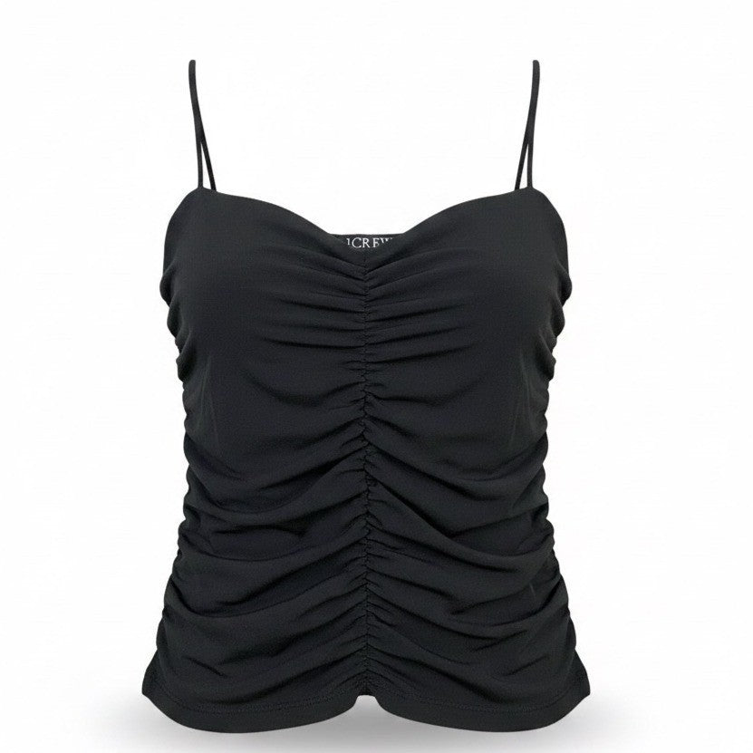 J.Crew Womens Black Ruched Spaghetti Strap Tank Top Size M