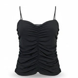 J.Crew Womens Black Ruched Spaghetti Strap Tank Top Size M