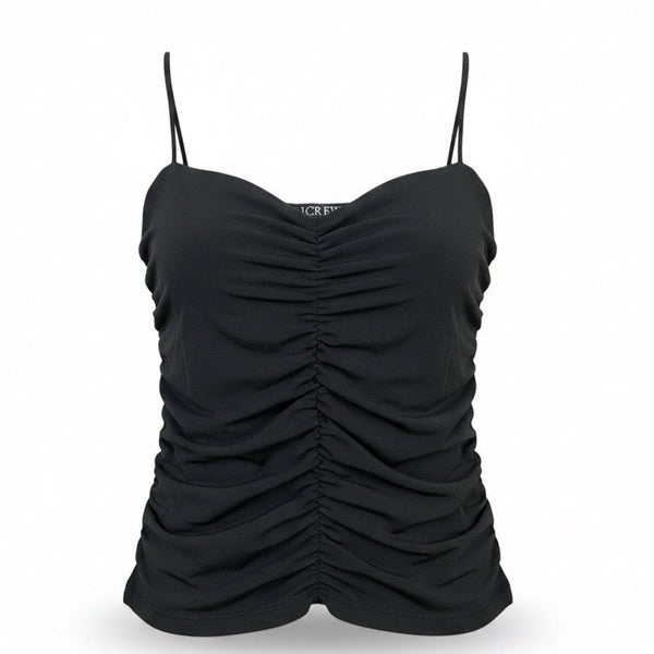 J.Crew Womens Black Ruched Spaghetti Strap Tank Top Size M