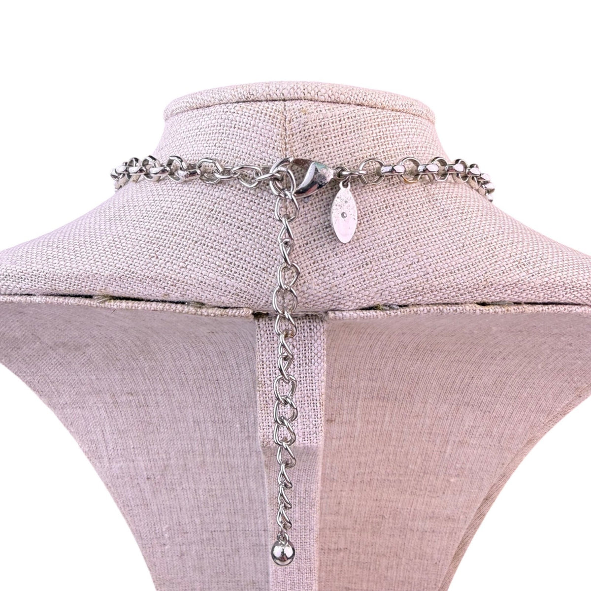 Chicos Womens Silver-Tone Statement Necklace Layered Fringe Disc Design