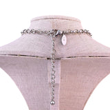 Chicos Womens Silver-Tone Statement Necklace Layered Fringe Disc Design
