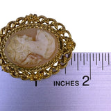 Mid-20Th Century Womens Gold Tone Cameo Brooch Carved Profile