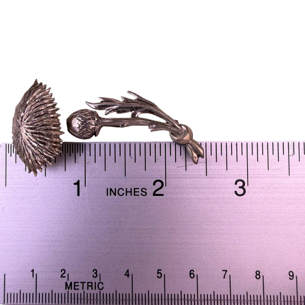Lang Womens Silver Tone Sterling Thistle Floral Brooch Detailed Vintage