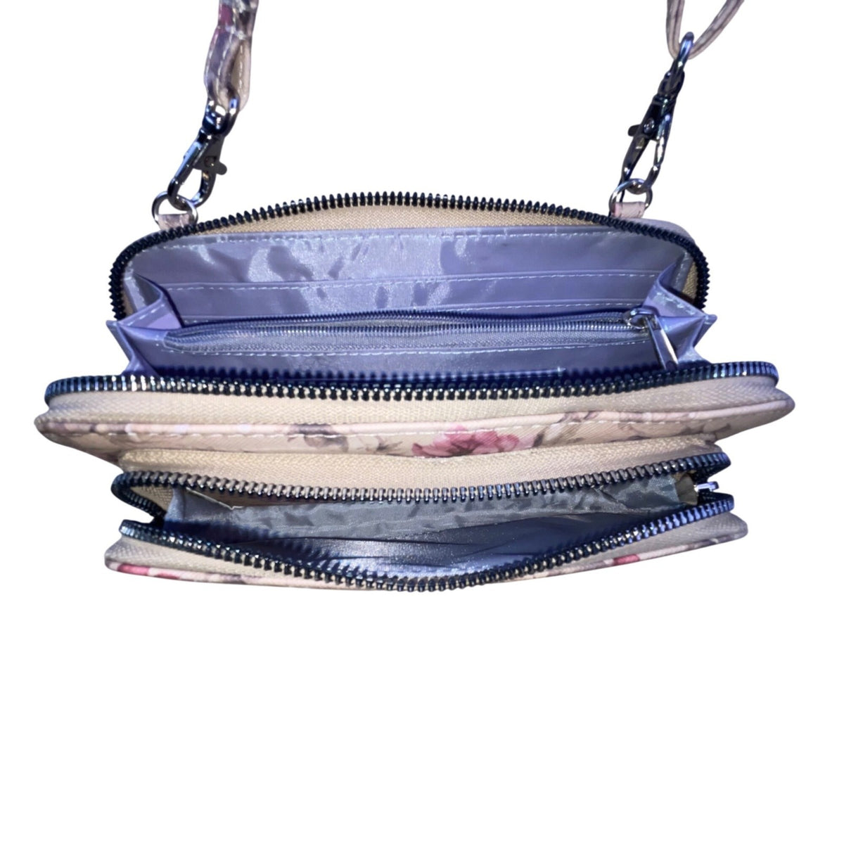 Mundi Women’s Beige Floral Faux Leather Adjustable Strap Crossbody Clutch Bag