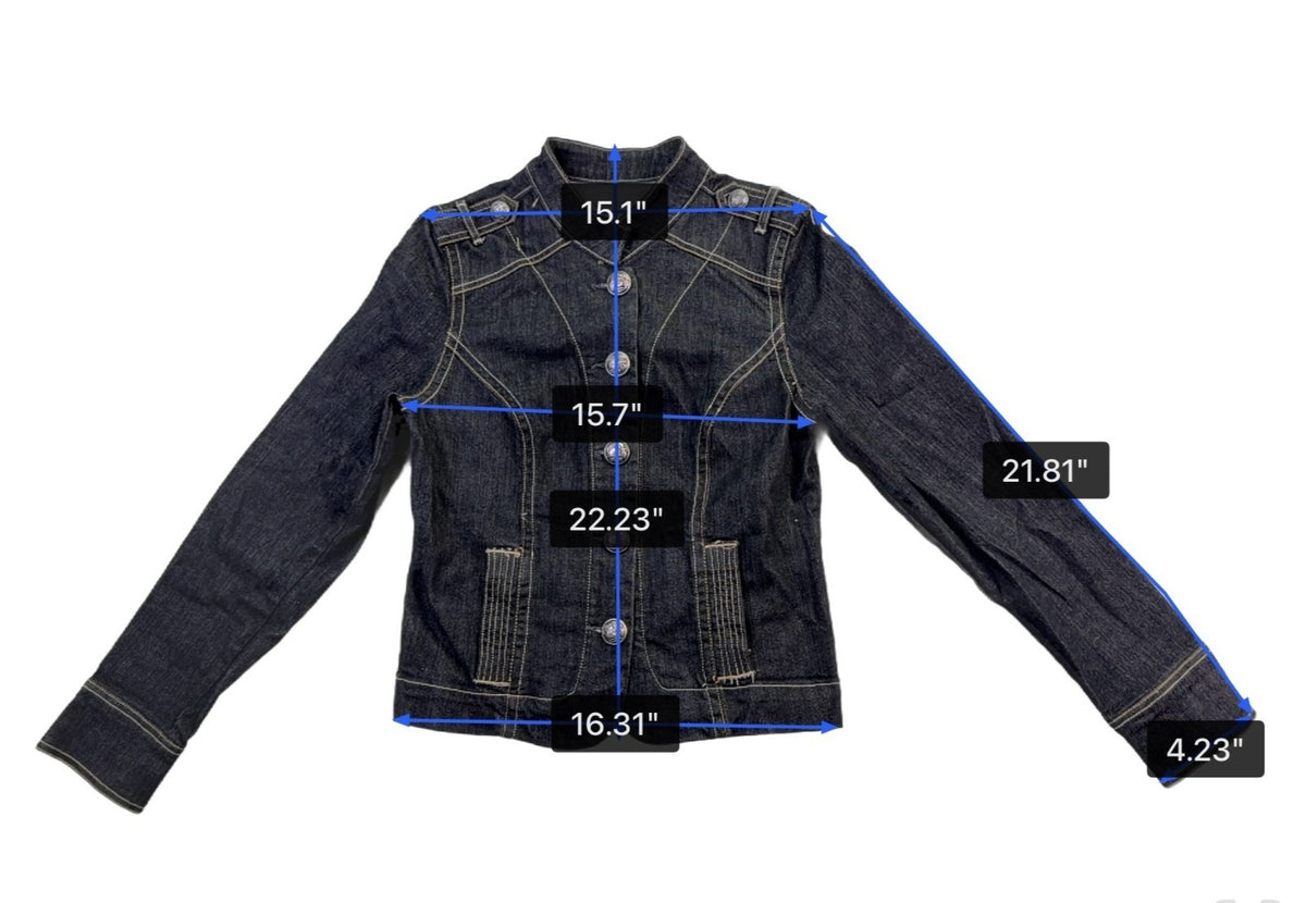 Old Navy Womens Black Denim Button-Up Stretch & Fitted Jacket Size M