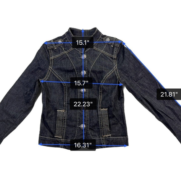 Old Navy Womens Black Denim Button-Up Stretch & Fitted Jacket Size M