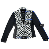 White House Black Market Womens Black & White Plaid Long Sleeve Blazer Sz 6