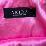 Akira Womens Pink Rhinestone Mini Slip Dress Sparkling Style  Size L