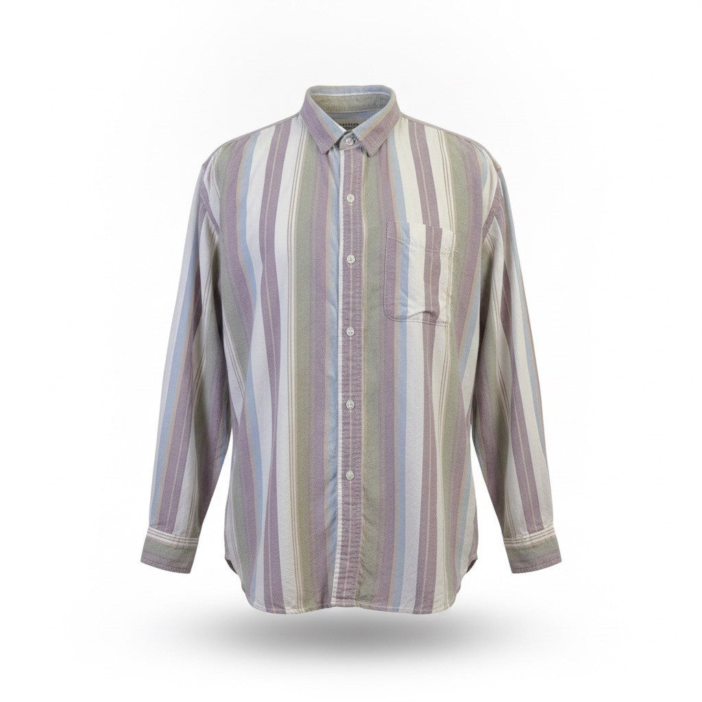 American Eagle Mens Purple Stripe Button-Up Long Sleeve Shirt Size M