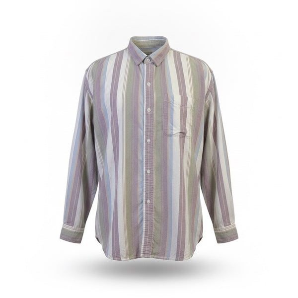 American Eagle Mens Purple Stripe Button-Up Long Sleeve Shirt Size M