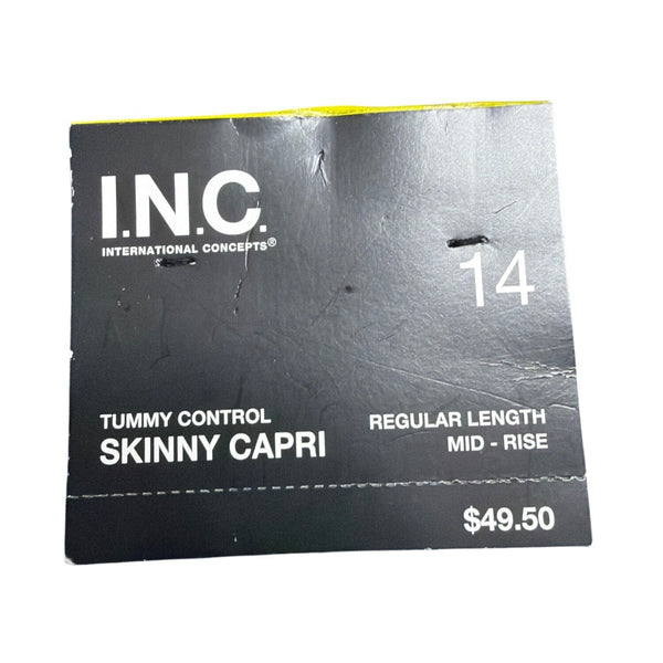 I.N.C. Womens Navy Cropped Pull-On Capri Pants With Tummy Control Size 14