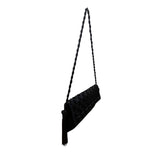 Sondra Roberts Women’s Dark Blue Woven With Tassel Braided Handle Shoulder Bag