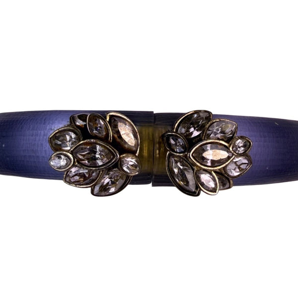 Alexis Bittar Lucite Womens Purple Resin Bracelet With Swarovski Crystals Floral