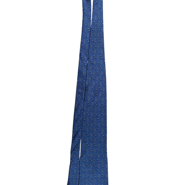 Neo Bill Blass Mens Blue Silk Patterned Necktie Diamond Motif Made In Mexico