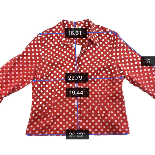 Talbots Womens Red & White Button-Up Polka Dot Blouse Lightweight Shirt Size 16