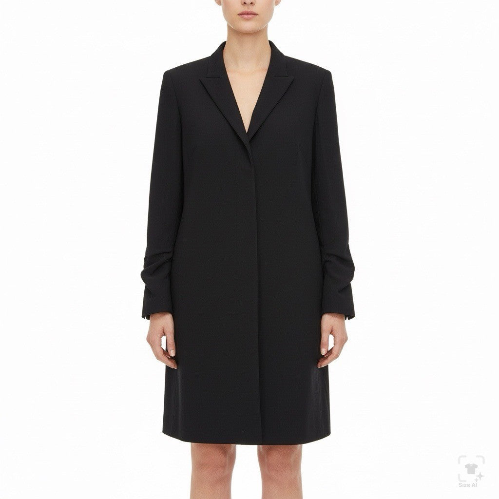 Theory Womens Black Wool & Polyamide Shirt Blazer Dress Elegant Button Cuff Sz 4