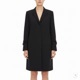 Theory Womens Black Wool & Polyamide Shirt Blazer Dress Elegant Button Cuff Sz 4