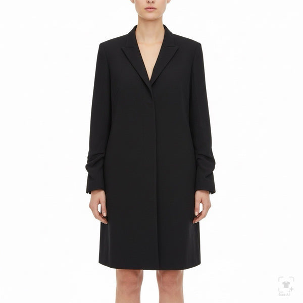 Theory Womens Black Wool & Polyamide Shirt Blazer Dress Elegant Button Cuff Sz 4