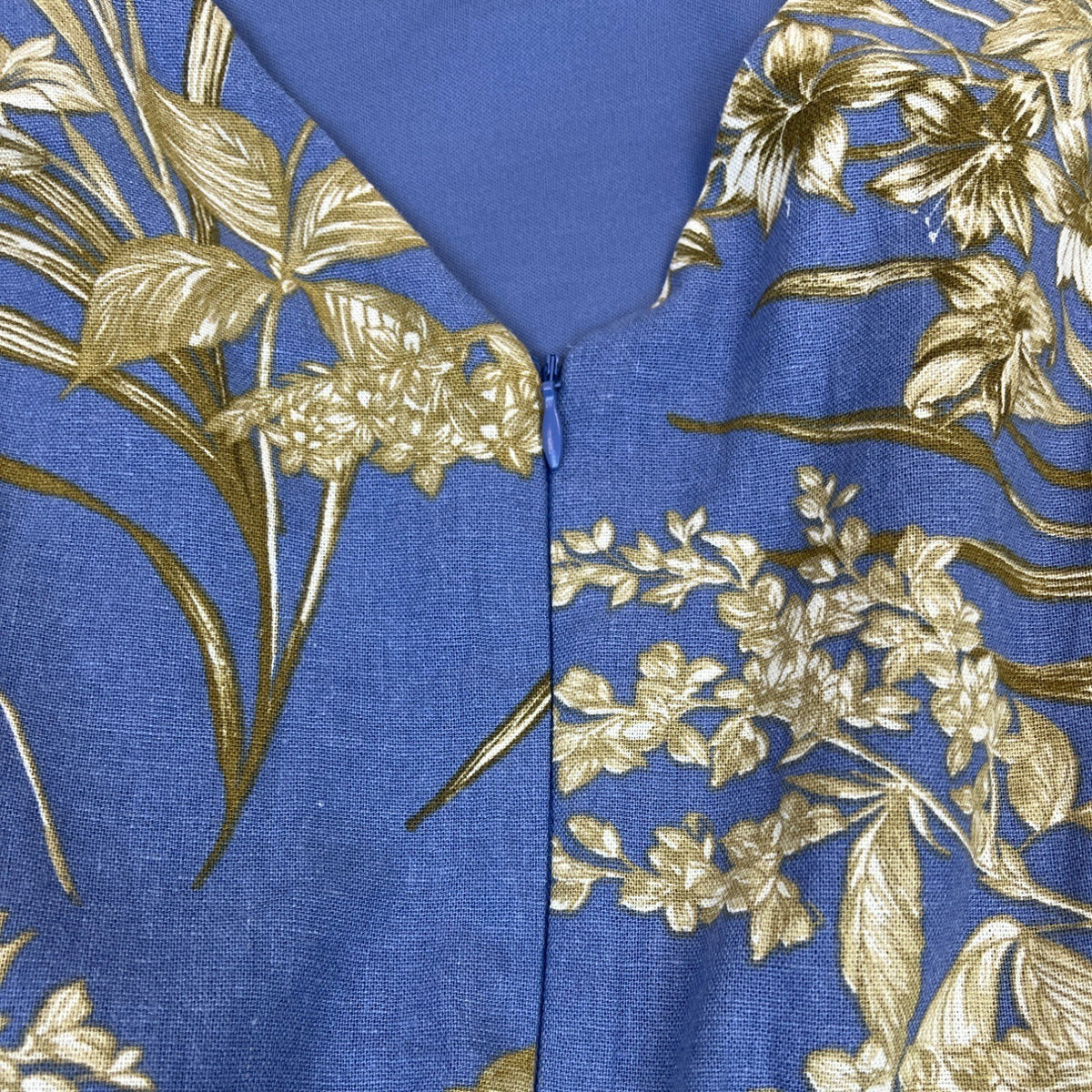 London Times Womens Blue Gold Floral Sleeveless Belted Midi Dress Size 10 - New