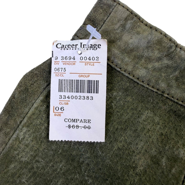 Casual Corner Womens Olive Green Leather Pencil Skirt Size 6 Fitted Waist
