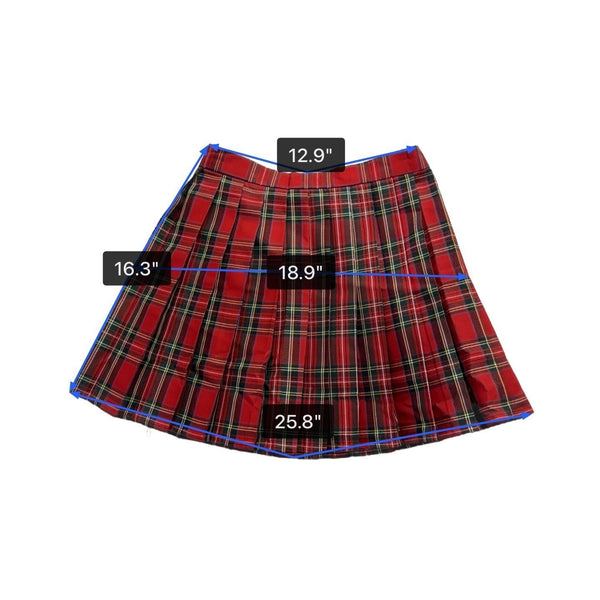 Hug Sunshine Womens Red Plaid Blazer & Pleated Skirt Set Sz L