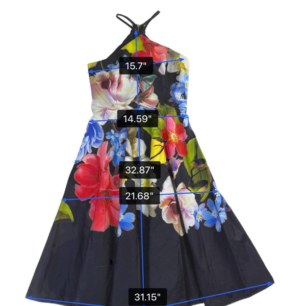 Ted Baker Womens Black Floral Halter Neck Midi Dress Size Size 2