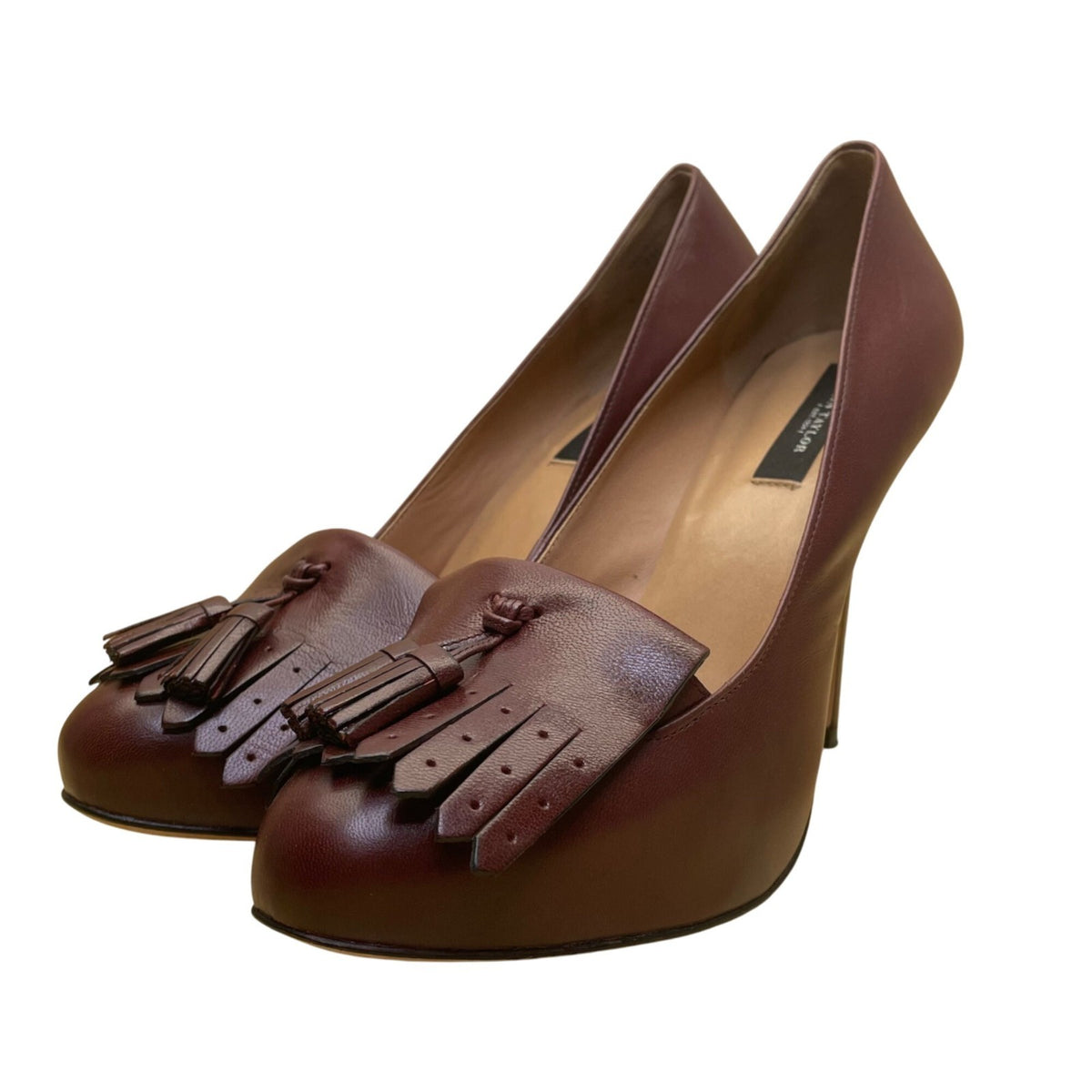 Ann Taylor Women’s Burgundy Leather Classic Style Tassel High Heel Pumps Size 8M