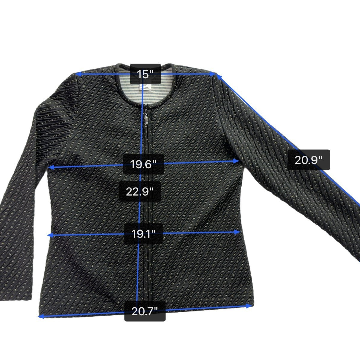 Exclusively Misook Womens Black Textured Zip-Up Jacket Size S