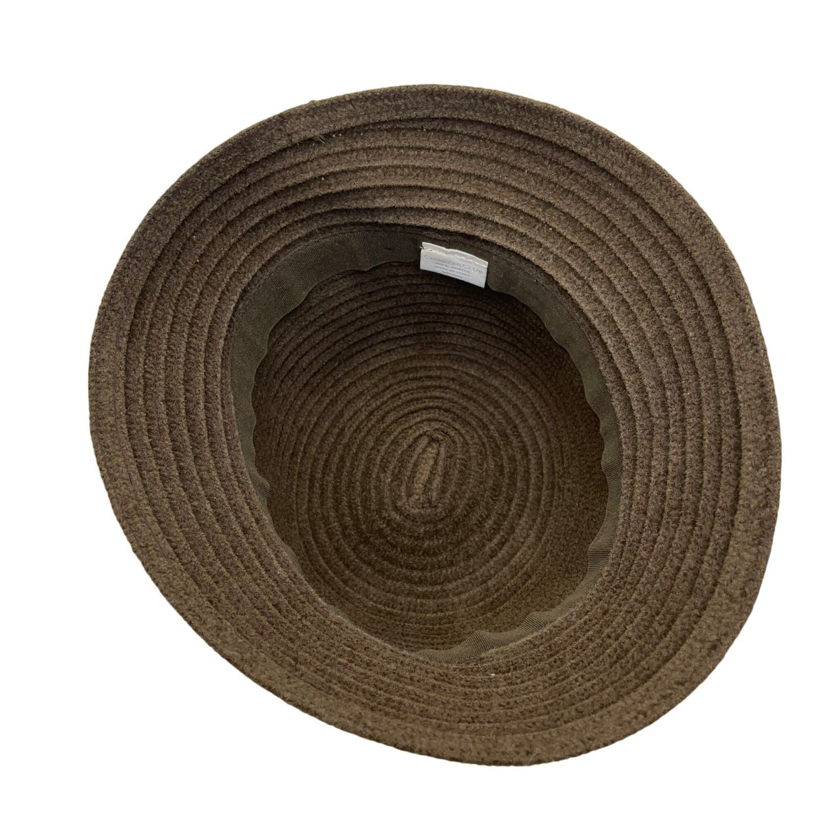 Charter Club Brown Fabric Bucket Hat Woven Texture Bow Accent