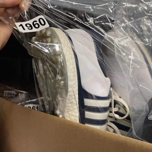 Adidas Mens White/Navy Leather Spikeless Boost Insoles Golf Shoes Size 11