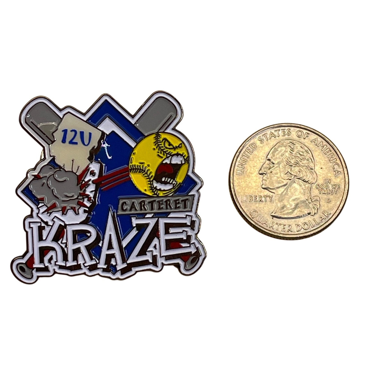 Carteret Kraze 12U Softball Trading Pin With Dual Clutch Back