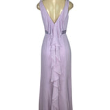 Davids Bridal Lilac V-Neck Ruffle Back Maxi Dress With Satin Waistband Size 6