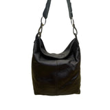 Elen Gotti Women’s Brown Leather Silver Hardware Hobo Shoulder Bag