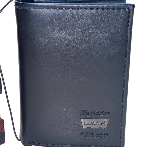 Levis Men’s Black Leather Trifold RFID Blocking Wallet
