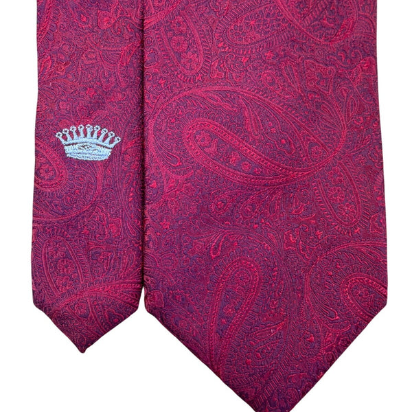 Countess Mara Mens Red Paisley Silk Handmade Necktie Luxurious Pattern
