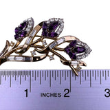  Trifari Women Gold Tone Floral Design Brooch Alfred Philippe 1953 Purple
