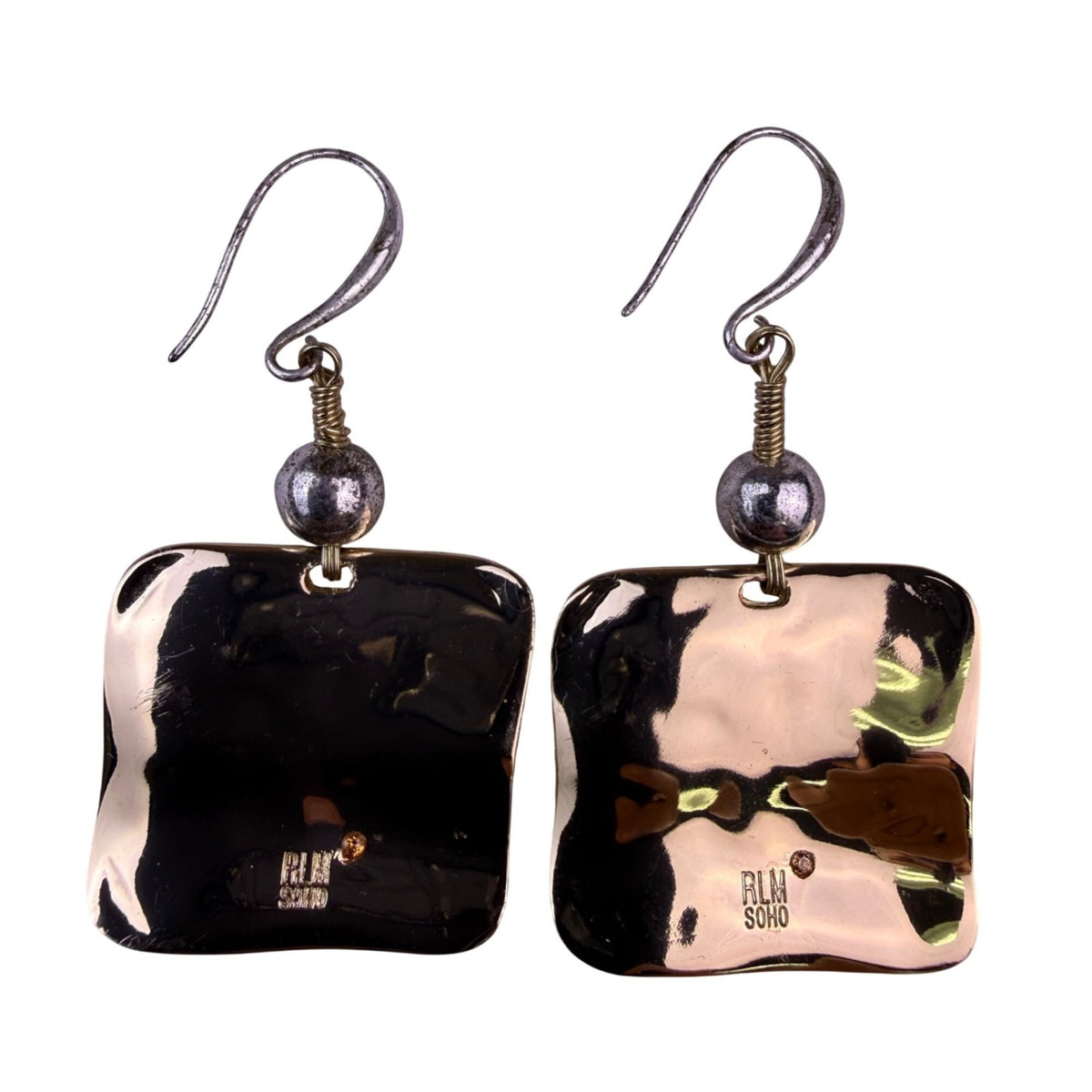 Robert Lee Morris RLM Soho Womens Gold Tone Hammered Square Dangle Earrings