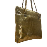 Empire Orr Women’s Gold Metallic Mesh Double Strap Zip Closure Shoulder Bag