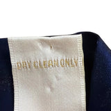 Caviar Womens Navy Satin Blend Pleated Button-Up Shirt Long Sleeve Sz XL