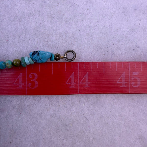 Turquoise and Metal Beaded Necklace, Blue Green